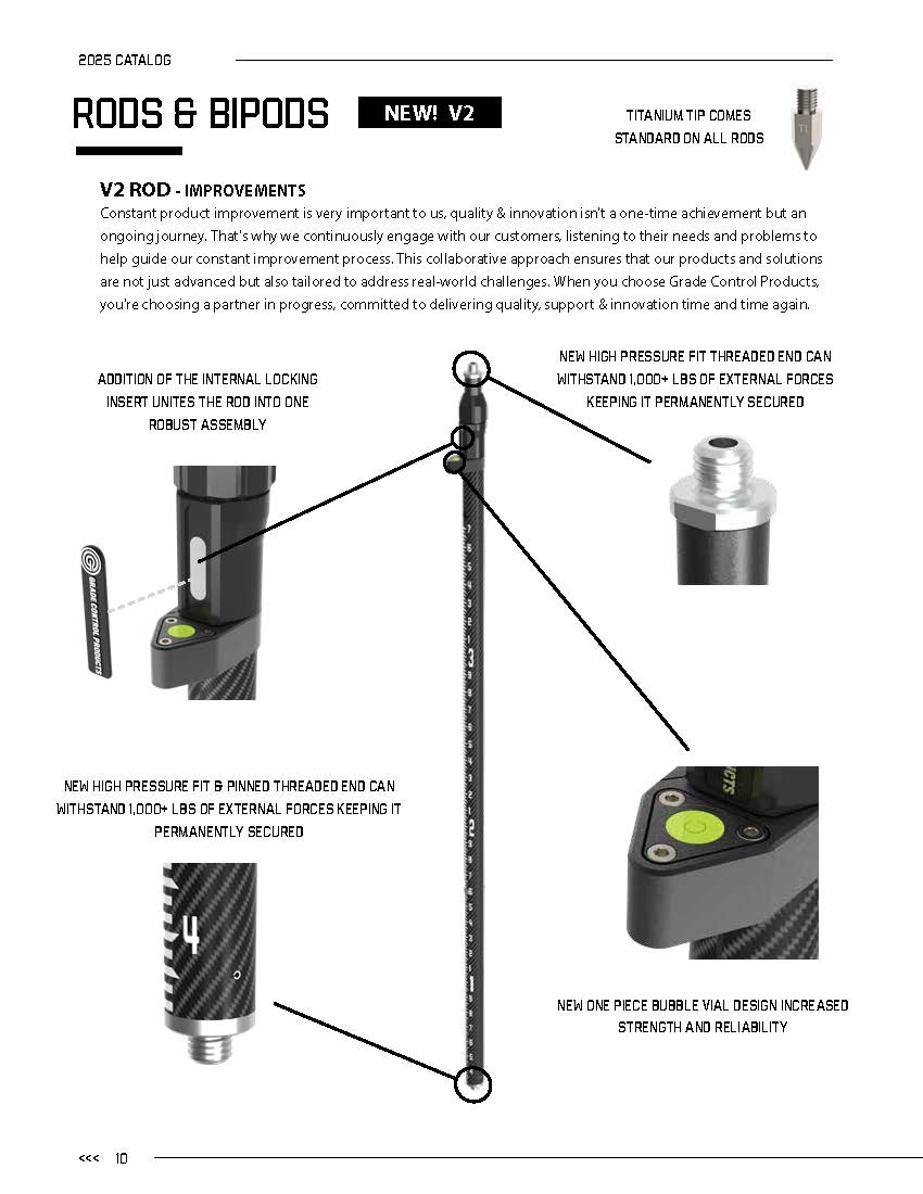 2-Meter Aluminum Snap-Lock GPS Rod with Titanium Tip