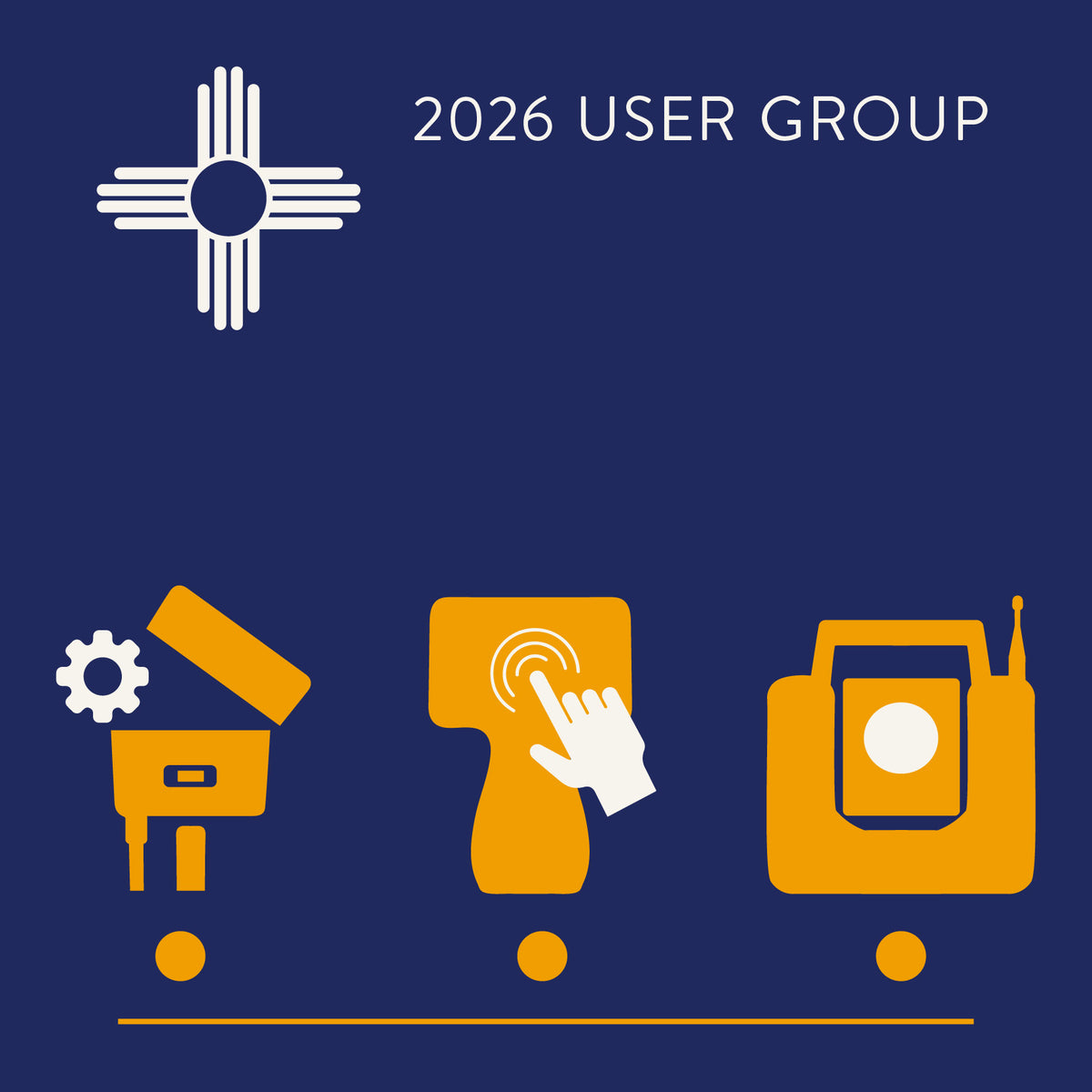 2026 Vectors User Group Graphic Image with GNSS, Total Station, and Data Collector.