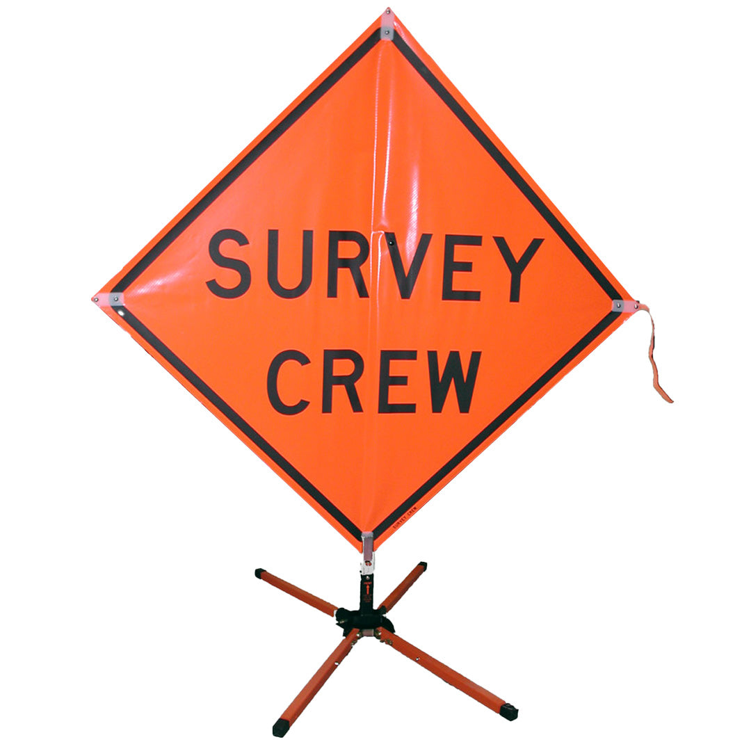 Trained Crew Sign 48-inch Survey Crew Sign - Heavy Duty Non-Reflective Vinyl - NCHRP-350