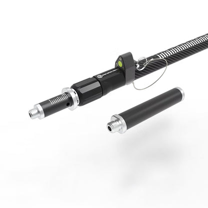 2-meter telescopic collapsible rod with titanium tip, bubble level vial, and easy grip collar