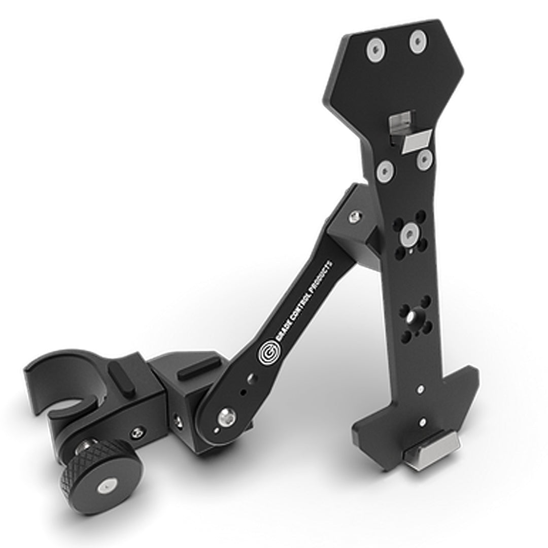 Rigid quick-mount system for data collectors featuring multiple quick-release mechanisms and adjustable joints for surveying rod mounting