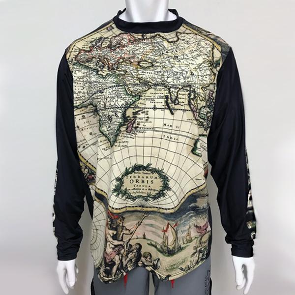 Vectors Inc. Antique Map Long Sleeve Technical UPF 50 Shirt