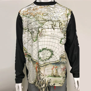 Vectors Inc. Antique Map Long Sleeve Technical UPF 50 Shirt