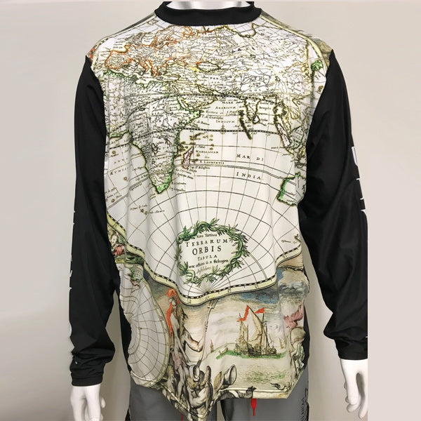 Vectors Inc. Antique Map Long Sleeve Technical UPF 50 Shirt